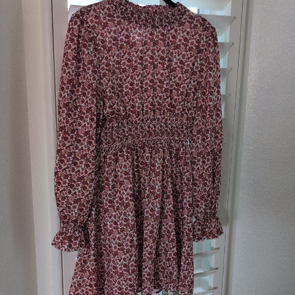 SHEIN Floral Kids Dress - Burgundy